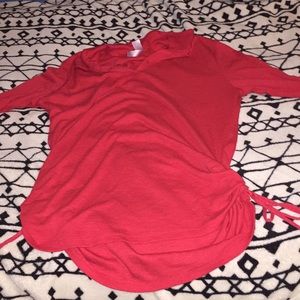 Long sleeve, collared, red